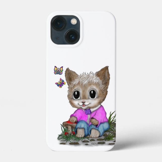 Funda De Case-Mate Para iPhone Gato Kitty y mariposa (Reverso )
