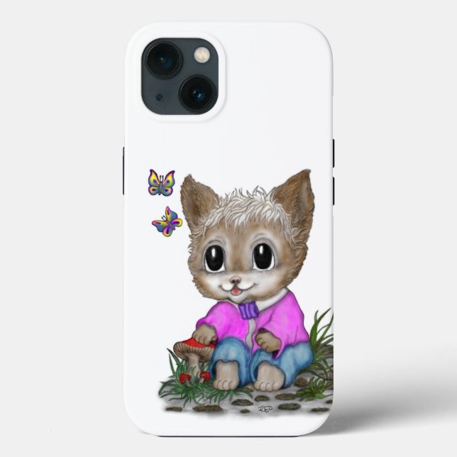 Funda De Case-Mate Para iPhone Gato Kitty y mariposa (Reverso )
