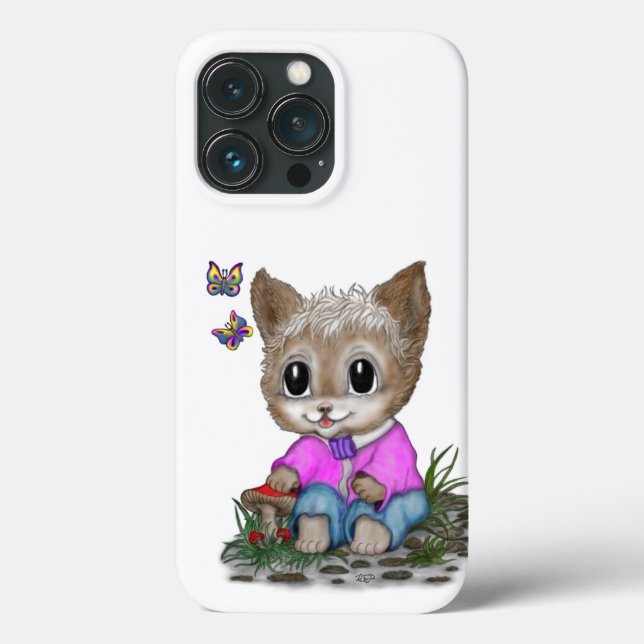 Funda De Case-Mate Para iPhone Gato Kitty y mariposa (Reverso )