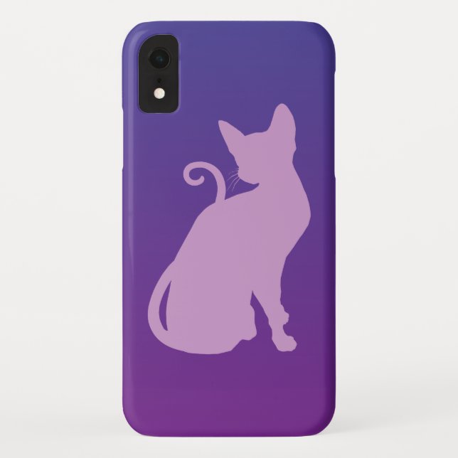Funda De Case-Mate Para iPhone Gato Lila sobre Púrpura (Reverso)