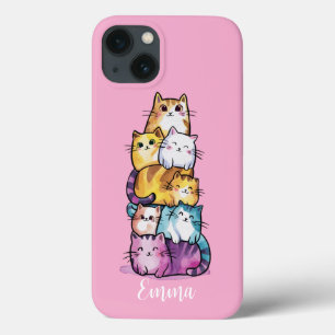 Funda Para iPhone 13 Gato Lindo Acuarela Colorida Animal Divertido Pers