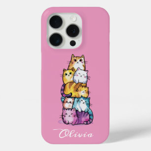 Funda Para iPhone 15 Pro Gato Lindo Acuarela Colorida Animal Divertido Pers