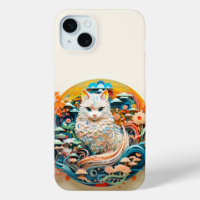 Gato lindo con flores Corte de papel