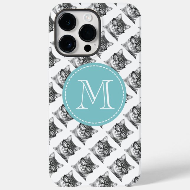 Funda De Case-Mate Para iPhone Gato lindo con gafas foto nombre personalizado mon (Reverso )