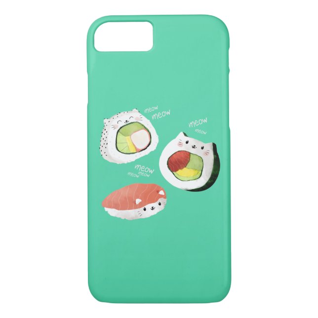 Funda De Case-Mate Para iPhone Gato lindo del sushi (Reverso)