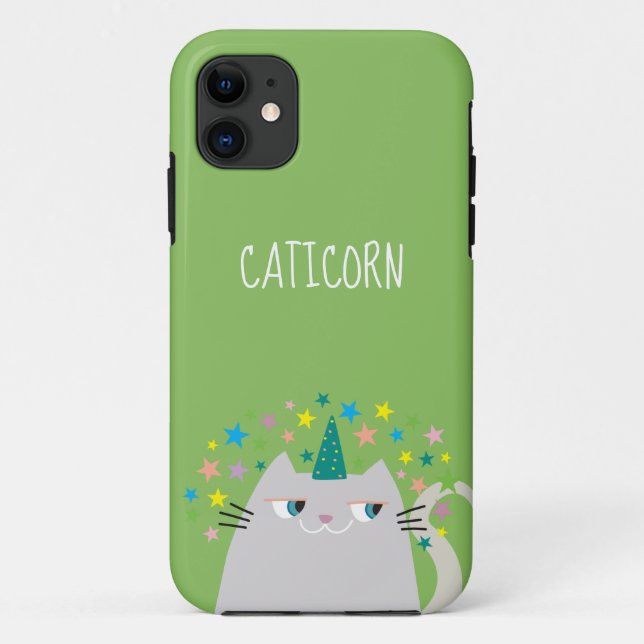 Funda De Case-Mate Para iPhone Gato Lindo Unicornio Monogramado (Reverso)