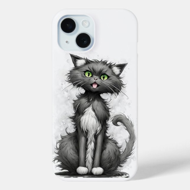 Funda De Case-Mate Para iPhone Gato Loco En Blanco (Reverso )