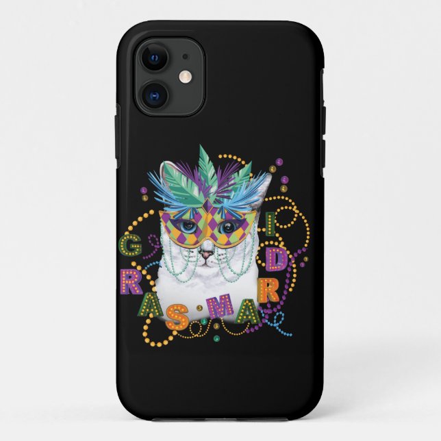 Funda De Case-Mate Para iPhone Gato Mardi Gras, divertida Mardi Gras (Reverso)