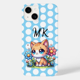 Funda Para iPhone 14 De Case-Mate Gato naranja lindo personalizado en flores