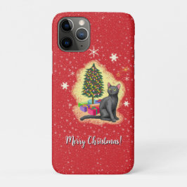 Funda Para iPhone 11 Pro Gato navideño