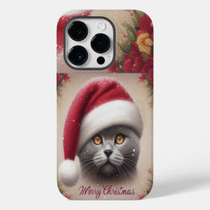 Funda Para iPhone 14 Pro De Case-Mate Gato navideño en Bombay, Feliz Navidad en Bombay