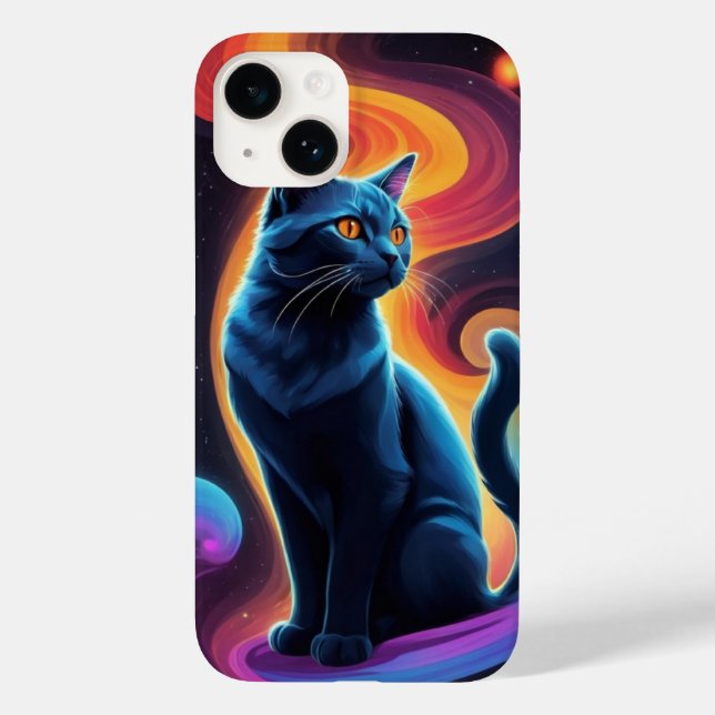 Funda De Case-Mate Para iPhone gato negro (Reverso )