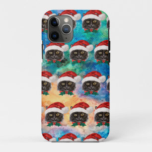 Funda Para iPhone 11 Pro Gato Negro Adorable con Patrón de Sombrero de Sant