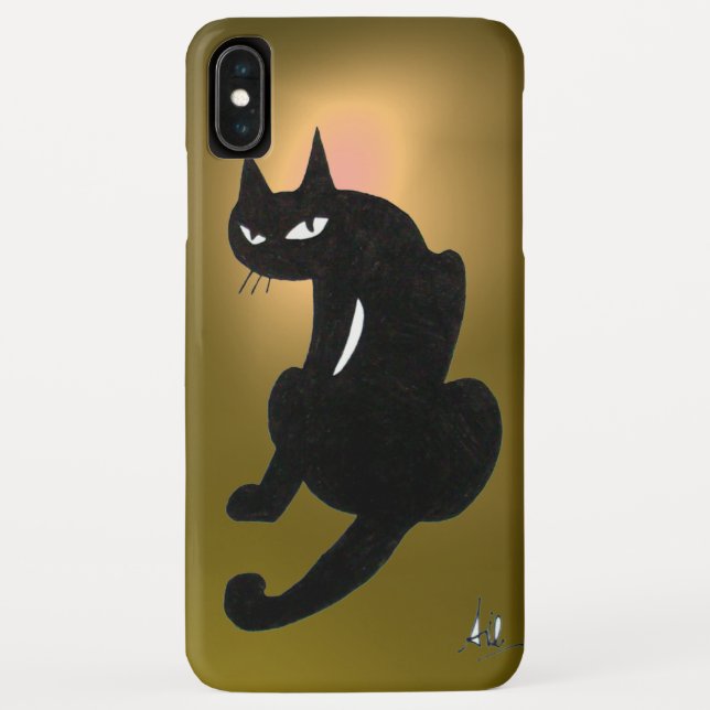 Funda De Case-Mate Para iPhone GATO NEGRO amarillo (Reverso)