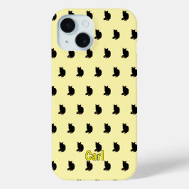 Funda Para iPhone 15 Gato negro (amarillo)