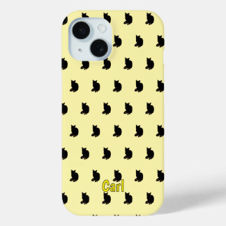 Funda Para iPhone 15 Gato negro (amarillo)