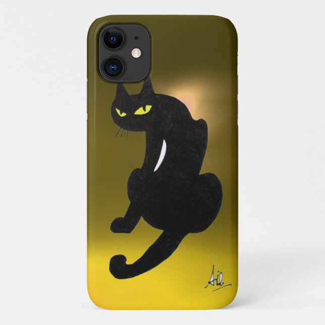 Funda De Case-Mate Para iPhone GATO NEGRO amarillo (Reverso)