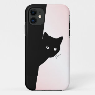 Funda Para iPhone 11 Gato Negro Astuto Rosa