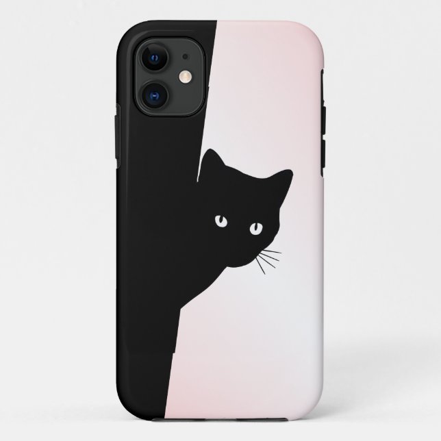 Funda De Case-Mate Para iPhone Gato Negro Astuto Rosa (Reverso)