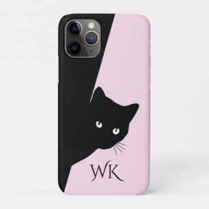 Funda Para iPhone 11 Pro Gato negro astuto rosa