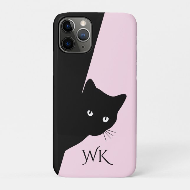 Funda De Case-Mate Para iPhone Gato negro astuto rosa (Reverso)