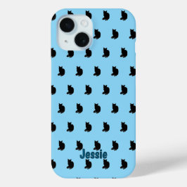 Funda Para iPhone 15 Gato negro (azul)