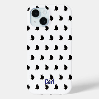 Funda Para iPhone 15 Gato negro (blanco)