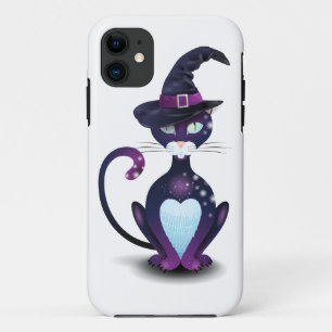 Funda Para iPhone 11 Gato negro con el gorra de bruja