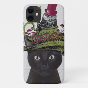 Funda Para iPhone 11 Gato negro con tetera y búho