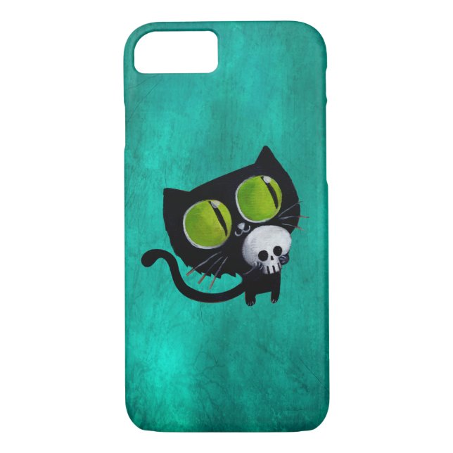 Funda De Case-Mate Para iPhone Gato negro de Halloween con el cráneo (Reverso)