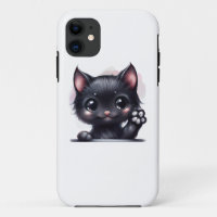 Gato negro de Kawaii Adorable