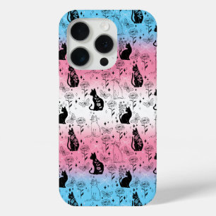 Funda Para iPhone 15 Pro Gato negro del orgullo transgénero - brujería míst