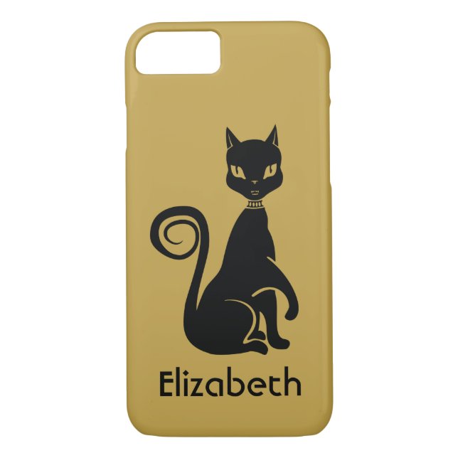 Funda De Case-Mate Para iPhone Gato negro elegante personalizado sobre fondo de o (Reverso)