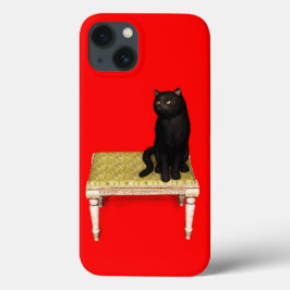 Funda Para iPhone 13 Gato negro en el taburete funda de iPhone Case-Mat
