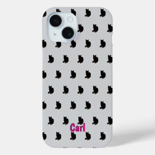 Funda Para iPhone 15 Gato negro (gris)