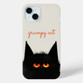 Funda Para iPhone 15 Mini Gato negro gruñón