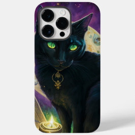 FUNDA PARA iPhone 14 PRO MAX DE Case-Mate GATO NEGRO HABITUAL CON OJOS Y VELAS VERDES