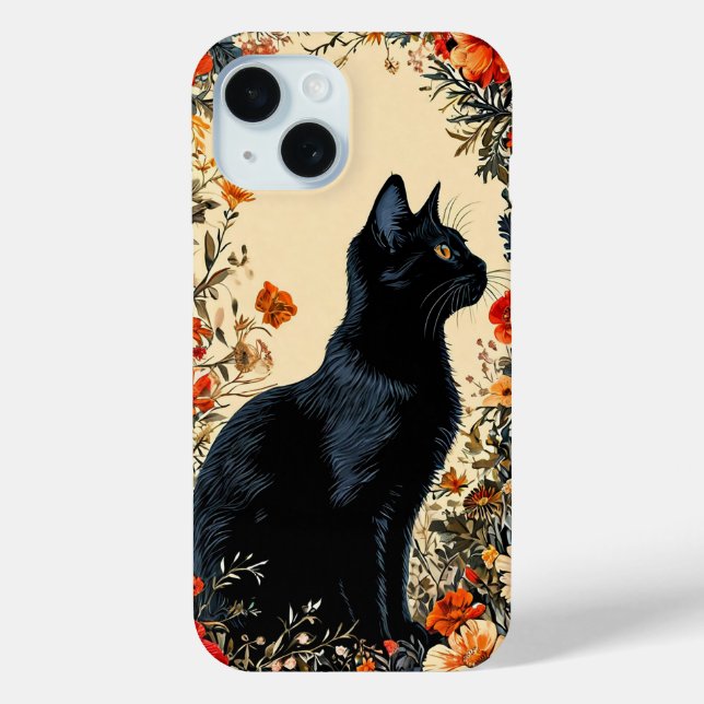 Funda De Case-Mate Para iPhone Gato negro lindo (Reverso )