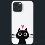 Funda Para iPhone 13 Pro Max Gato negro lindo con corazón<br><div class="desc">Protege tu teléfono con estilo con este estuche para iPhone de gatos geniales! Quirky gatito negro, disponible en fundas para iPhone y Samsung. Un estuche de teléfono elegante de alta calidad para los amantes del gato. Visita el mundo doodle de Jenn para ver más productos grandiosos con este capo negro....</div>
