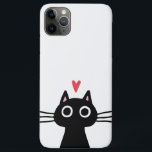 Funda Para iPhone 11 Pro Max Gato negro lindo con corazón<br><div class="desc">Protege tu teléfono con estilo con este estuche para iPhone de gatos geniales! Quirky gatito negro, disponible en fundas para iPhone y Samsung. Un estuche de teléfono elegante de alta calidad para los amantes del gato. Visita el mundo doodle de Jenn para ver más productos grandiosos con este capo negro....</div>