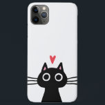 Funda Para iPhone 11 Pro Max Gato negro lindo con corazón<br><div class="desc">Protege tu teléfono con estilo con este estuche para iPhone de gatos geniales! Quirky gatito negro, disponible en fundas para iPhone y Samsung. Un estuche de teléfono elegante de alta calidad para los amantes del gato. Visita el mundo doodle de Jenn para ver más productos grandiosos con este capo negro....</div>