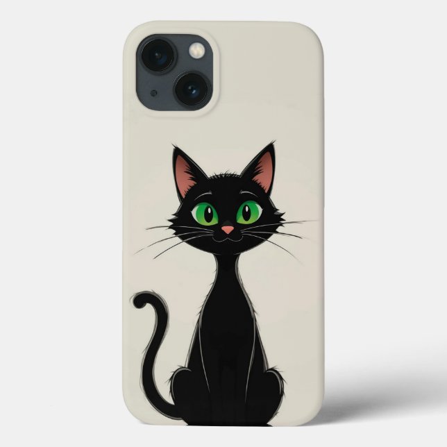 Funda De Case-Mate Para iPhone Gato negro lindo con ojos verdes (Reverso)