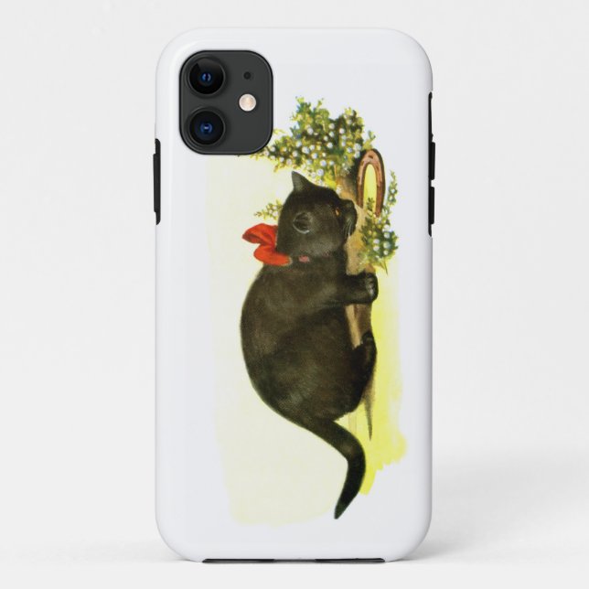 Funda De Case-Mate Para iPhone Gato negro lujoso (Reverso)