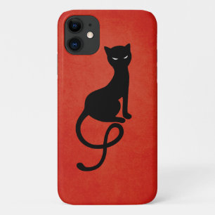 Funda Para iPhone 11 Gato negro malvado rojo