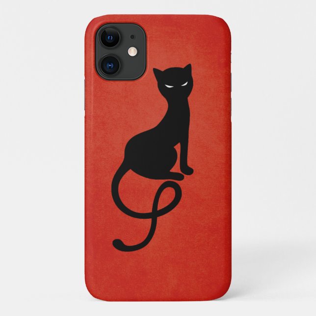 Funda De Case-Mate Para iPhone Gato negro malvado rojo (Reverso)