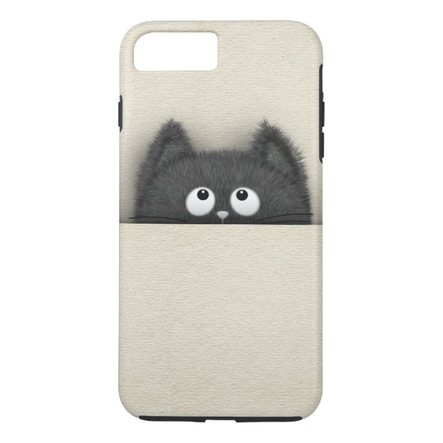 Funda De Case-Mate Para iPhone Gato negro mullido lindo que enarbola hacia fuera (Reverso)