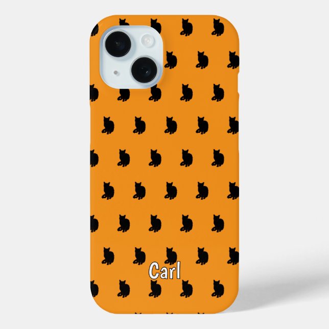 Funda De Case-Mate Para iPhone Gato negro (Naranja) (Reverso )