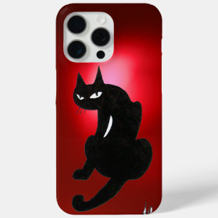 Funda Para iPhone 15 Pro Max GATO NEGRO NINJA rojo