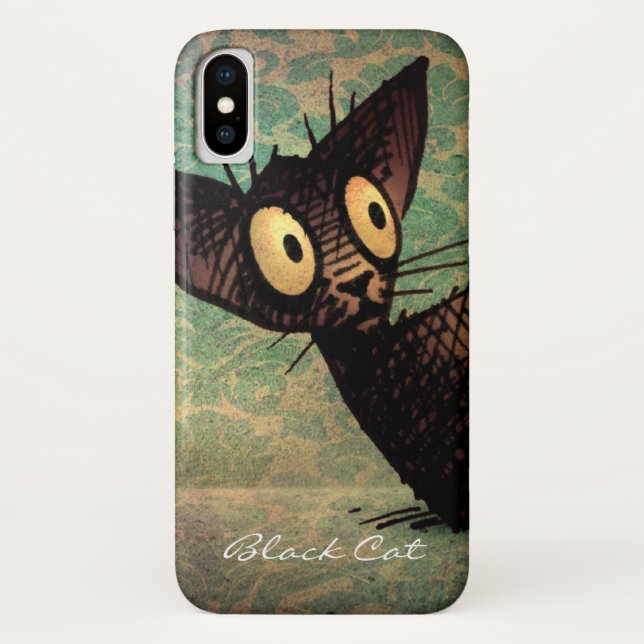 Funda De Case-Mate Para iPhone Gato negro oriental lindo divertido de Shorthair (Reverso)
