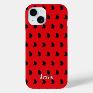 Funda Para iPhone 15 Gato negro (rojo)